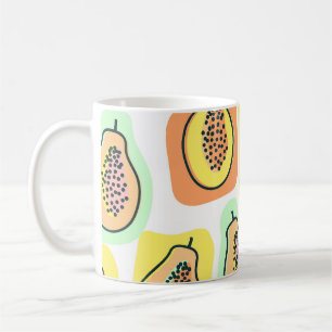 Caneca De Café Papaya Desenhado À Mão: Padrão De Vintagem Criativ