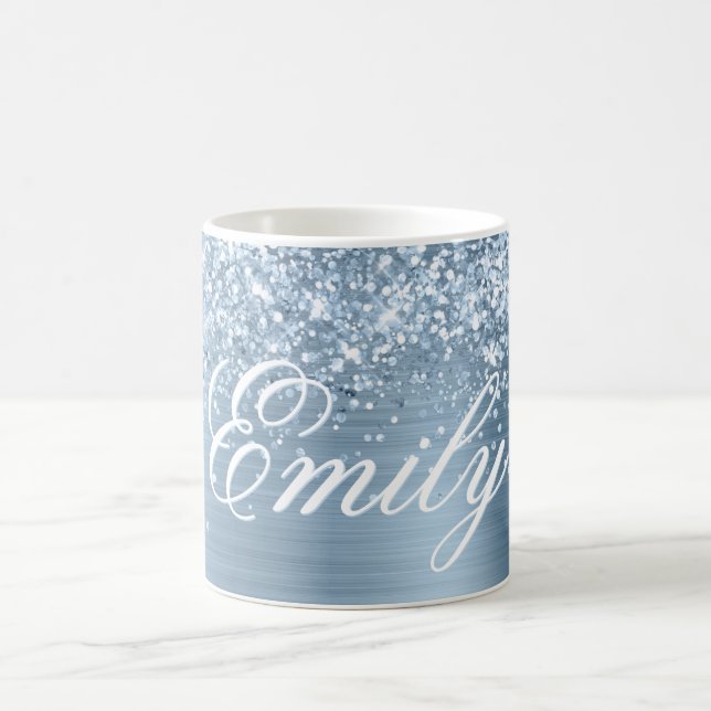 Caneca De Café Papel Alumínio Azul Claro Espelhado Personalizado  (Centro)