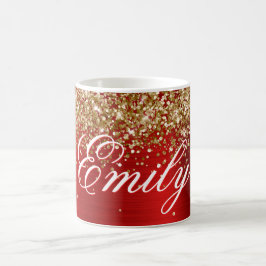 Caneca De Café Papel alumínio vermelho com brilho dourado persona