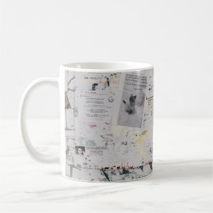 Caneca De Café Papel branco da impressora na parede de betão bra