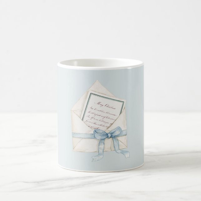 Caneca De Café Papel de Carta Natal com Laço Azul (Centro)