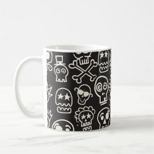 Caneca De Café Papel de parede branco preto esmaecido