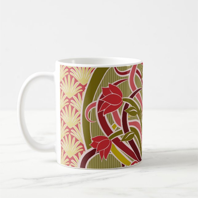 Caneca De Café Papel de parede floral Art Nouveau. (Esquerda)
