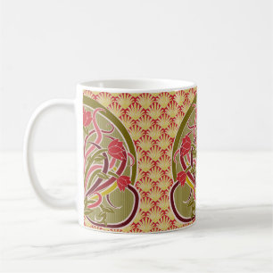 Caneca De Café Papel de parede floral no estilo art nouveau, vint