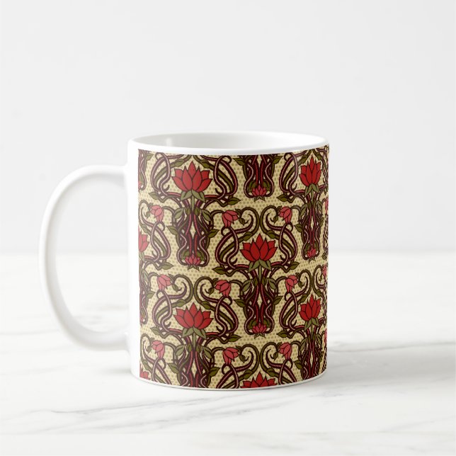 Caneca De Café Papel de parede floral sem costura no estilo art n (Esquerda)
