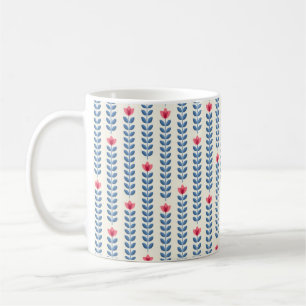 Caneca De Café Papel de parede retrô - padrão floral com abstra