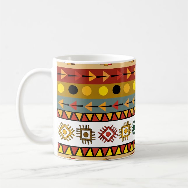 Caneca De Café Papel de parede tribal, design artístico. (Esquerda)