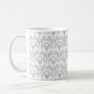 Caneca De Café Papel de parede Vintage Damask - preto + seu backg