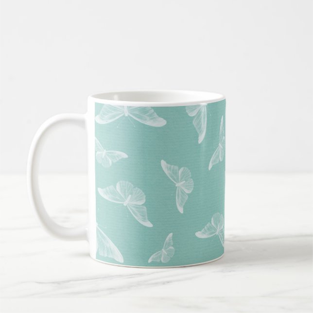 Caneca De Café Papel digital padrão borboleta (Esquerda)