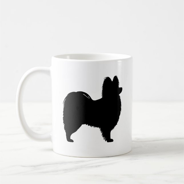 Caneca De Café Papillon Dog Breed Silhouettes (Esquerda)