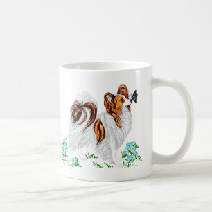 Caneca De Café Papillon Dog & Butterfly Olho para Olho