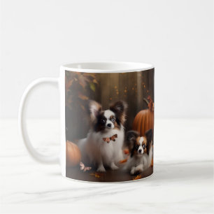 Caneca De Café Papillon Puppy Autumn Delight Pumpkin