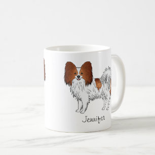 Caneca De Café Papillon Vermelho e Branco Fofinho com Nome Person