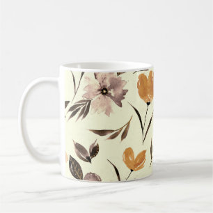 Caneca De Café Papoila de pedras de água, padrão floral de abstra