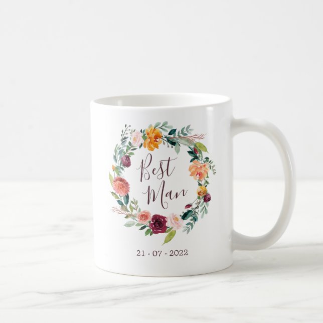 Caneca De Café Paprika Burgundy - Melhor Homem Floral Mug (Direita)