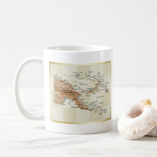 Caneca De Café Papua-Nova Guiné Sinalizador + Mapa Mug