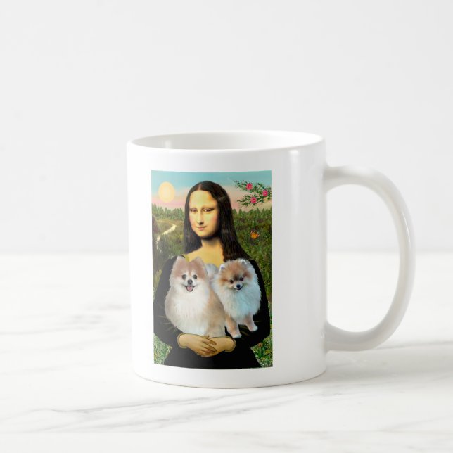 Caneca De Café Par 3 da Pomerânia - Mona Lisa (Direita)