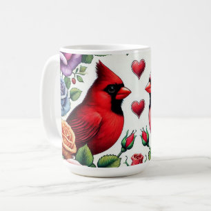 Caneca De Café Par de cardeais em meio a Rosas vibrantes