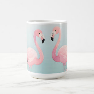 Caneca De Café Par de Flamingos Rosa Aquarela Serenidade