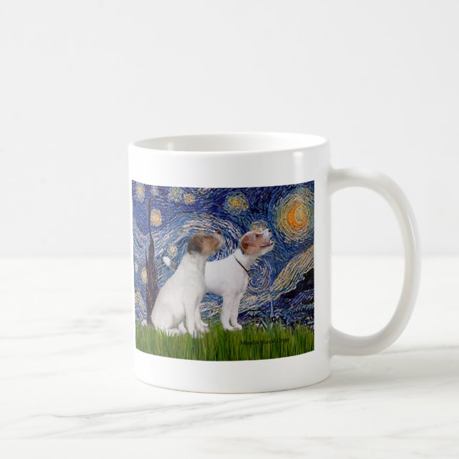 Caneca De Café Par de Jack Russell 4 - Noite Estrelada (Direita)