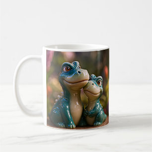 Caneca De Café Par Dinossauro Azul Afetuoso