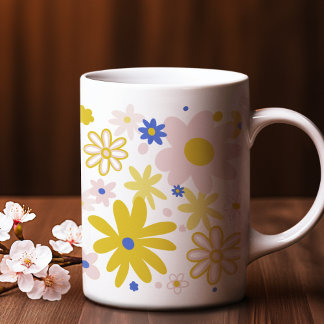 Caneca De Café Para a Nature Lovers Amarelo e Azul Primavera