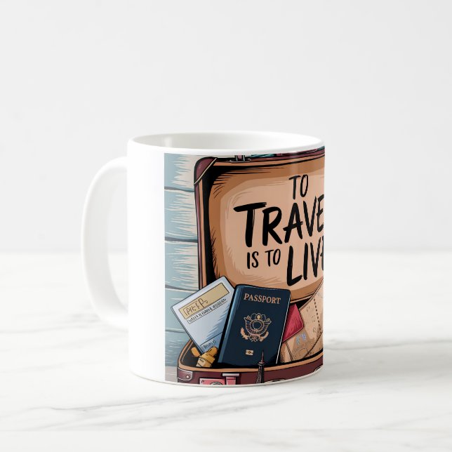 Caneca De Café Para a viagem é viver (Frente Esquerda)