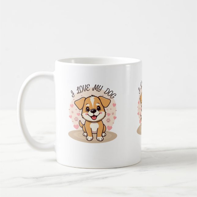 Caneca de Café para Amante de Cachorro Fofo com Co (Esquerda)