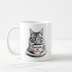 Caneca de Café para Amante de Gatos Café ou Caos