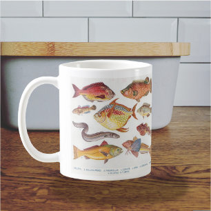 Caneca De Café Para Angler - Ilustrações de Peixes Vintage