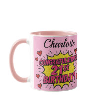 Caneca de café para aniversário de 21 anos