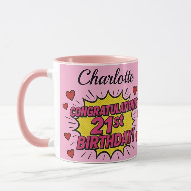 Caneca de café para aniversário de 21 anos (Esquerda)