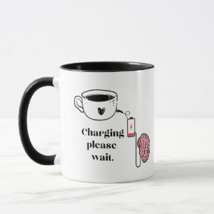 Caneca de Café para Cérebro Engraçado e Exausto
