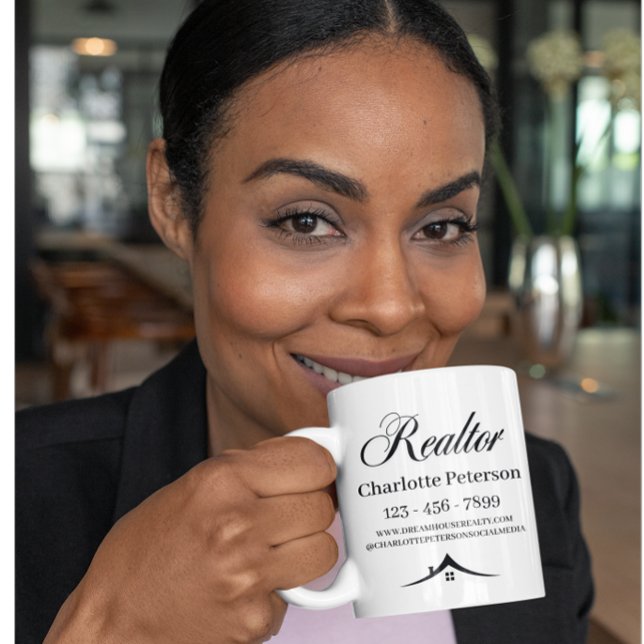 Caneca de Café para Corretor de Imóveis Preto e Br (Criador carregado)