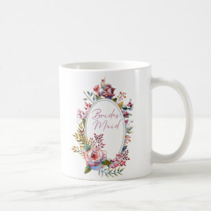 Caneca de Café para Damas de Honra com Rosa Cor-de
