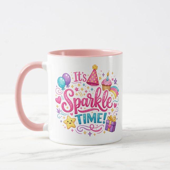 Caneca de Café para Festa de Aniversário Colorida  (Esquerda)