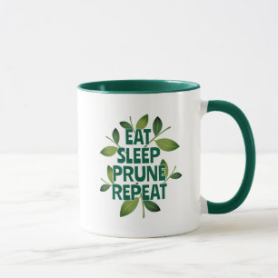 Caneca de café para jardineiro Comer Dormir Podar
