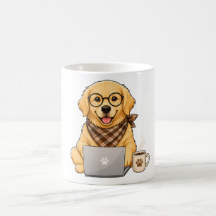 Caneca de café para laptop de golden retriever fof