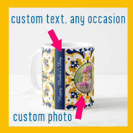 Caneca De Café Para Mãe 💙💛 Belos Azulejos azuis e amarelos