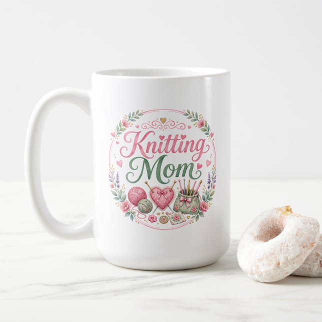 Caneca de Café para Mãe que Tricota (Com Donut)