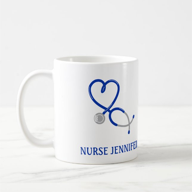 Caneca De Café Para Médicos e Enfermeiros Estetoscópio Personaliz (Esquerda)