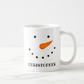 Caneca De Café {Para nomes longos} boneco de neve personalizado