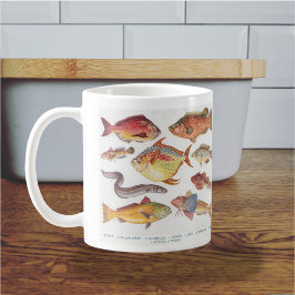 Caneca De Café Para o Pescador - Ilustrações de Peixes Antigos