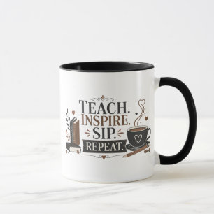 Caneca de Café para Professores Ensine Inspire Beb