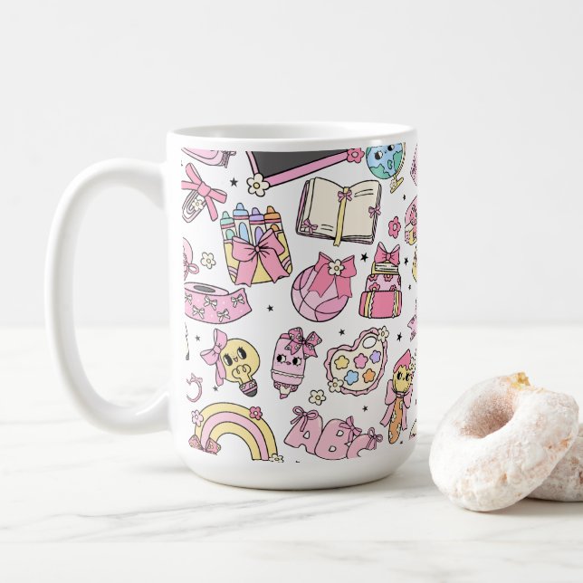 Caneca de Café para Professores Kawaii com Materia (Com Donut)