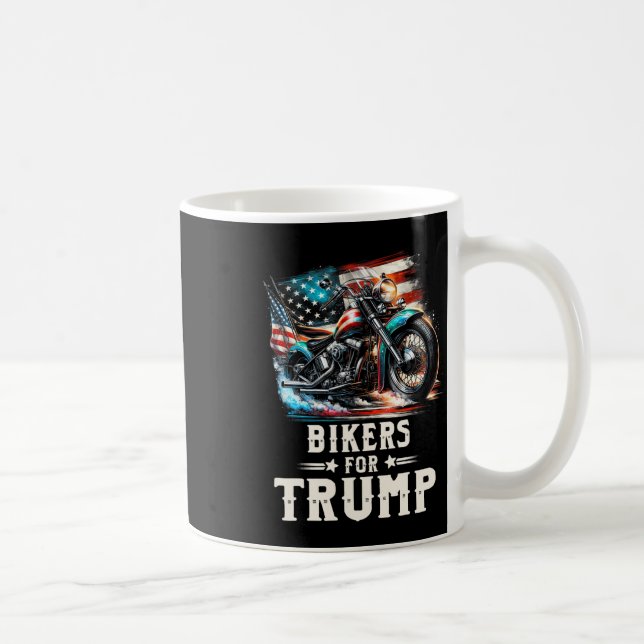 Caneca De Café Para Trump 2024 Motorcycle Patriotic American Flag (Direita)