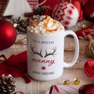 Caneca De Café Para uma babá especial, Feliz Natal, Deer Horn