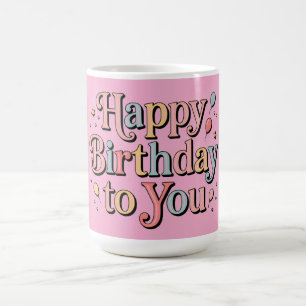 Caneca De Café Parabéns a Você Saudoso Pastel Retro Saudação