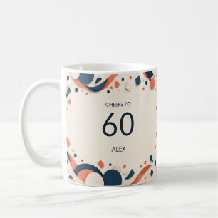 Caneca De Café Parabéns Aniversário Marcante Azul Coral Confetes