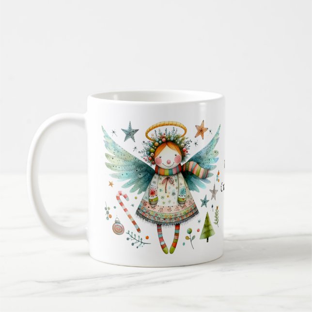 Caneca De Café Parabéns Anjo Feliz Natal (Esquerda)